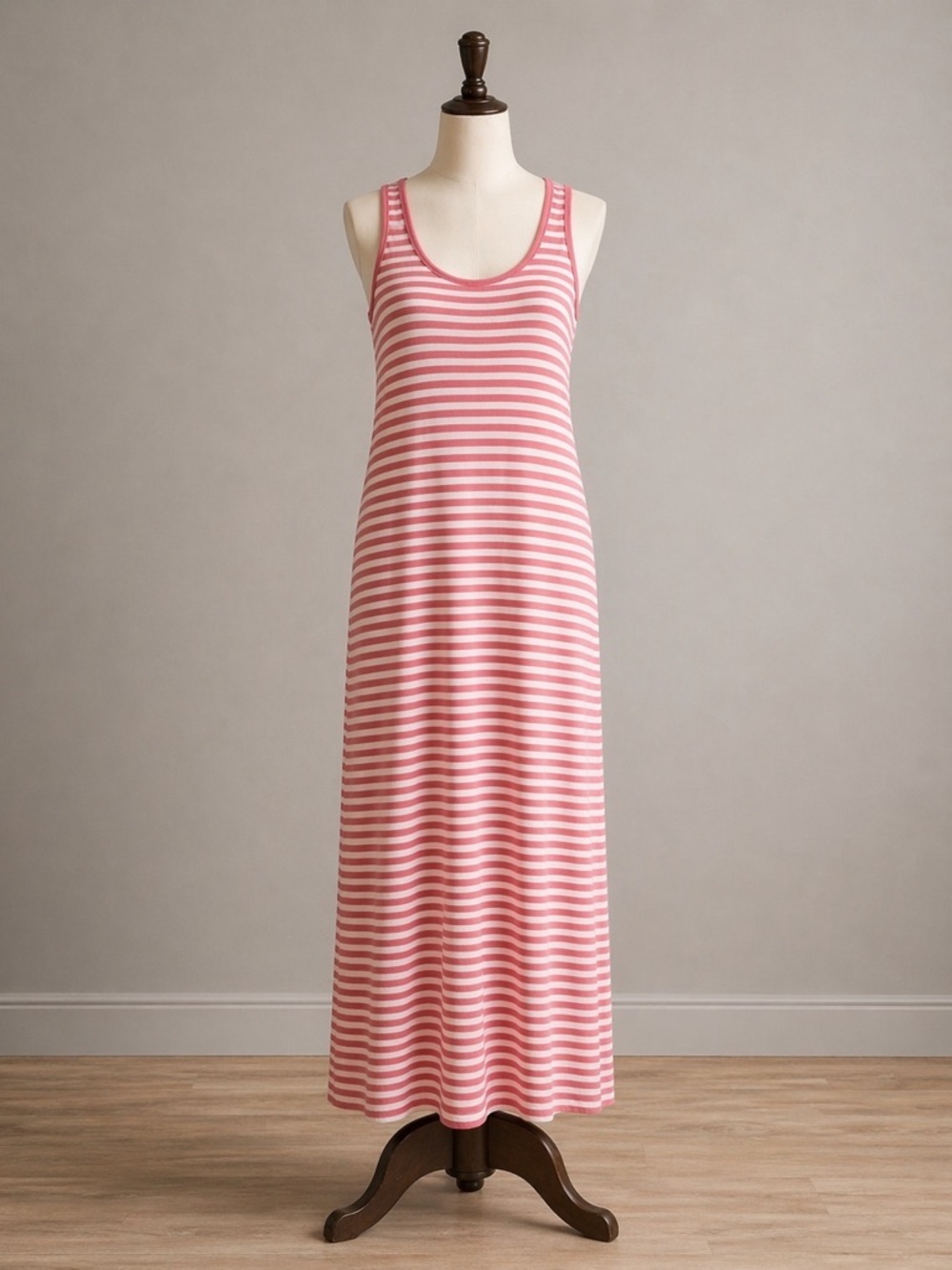 Dip Striped Maxi Dress Size XL Pink White Sleeveless Casual